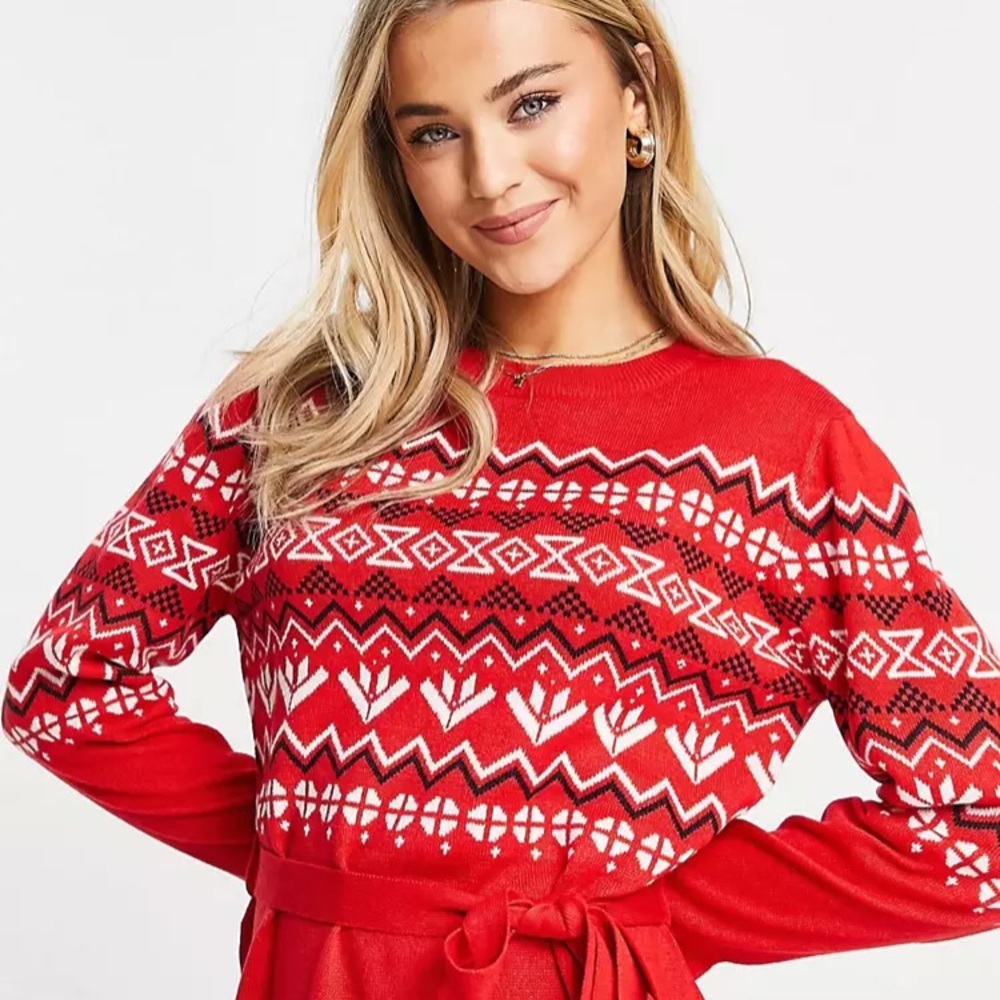 Brave Soul Fairisle Christmas Sweater Dress NWT